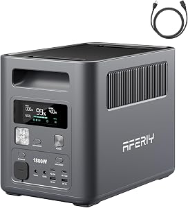 AFERIY Portable Power Station, 1024Wh LiFePO4 Solar Generator, 1800W(Peak 3600W) AC Output