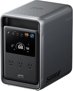 Anker SOLIX S2000 Portable Power Station, 1500W Solar Generator for Home Use, Up to 35-Hr 