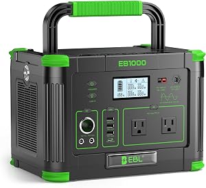 EBL Portable Power Station 1000W Solar Generator 999Wh Fast Charging Backup Battery with 1