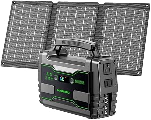 MARBERO Solar Generator 155Wh with 30W Solar Panel Portable Power Station with 2x 100W AC