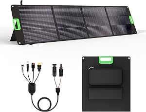 200W Portable Solar Panel for Power Station, Foldable Solar Charger w/ 4 Kickstands, IP65