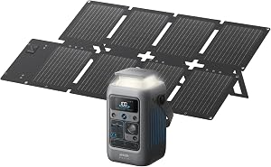 Anker SOLIX C300 DC Power Bank Station and 60W Solar Panel, 288Wh Portable Power Station,
