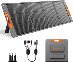 200W Portable Solar Panel for Power Station, 24% High Efficiency ETFE Foldable Solar Panel