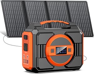 Apowking Portable Solar Powered Generator 300W Rated, with Solar Panels 40W Included, 220W