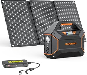 MARBERO 155Wh Solar Generator with Solar Panel Included 30W Portable Power Station 100W 15