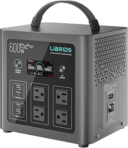 LIBRIDS Portable Power Station C600, 640Wh LiFePO4 Battery, 600W (Peak 1200W) Solar Genera