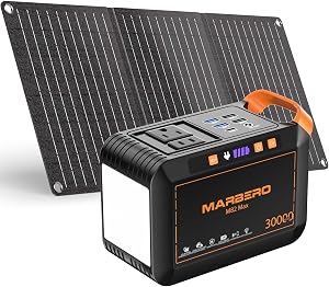 MARBERO Solar Generator 111Wh Portable Power Station with Solar Panel 30W Included Power B